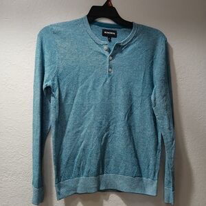 Bonobos Xs Men's Teal Crewneck Henley Sweater